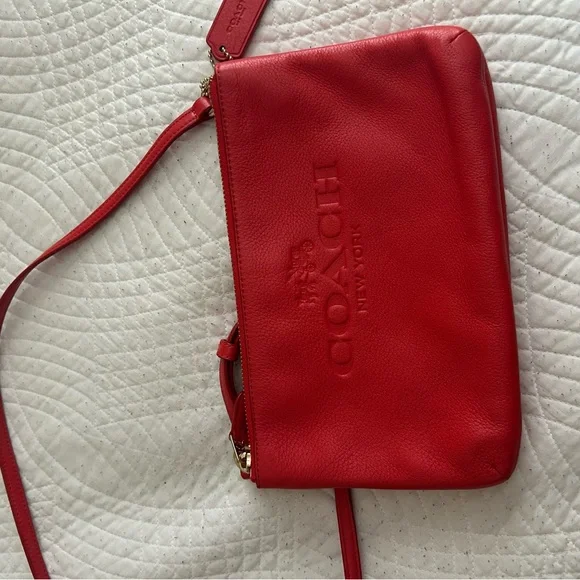 Coach Red Crossbody Bag Sleek Modern Design - Picture 14 of 15
